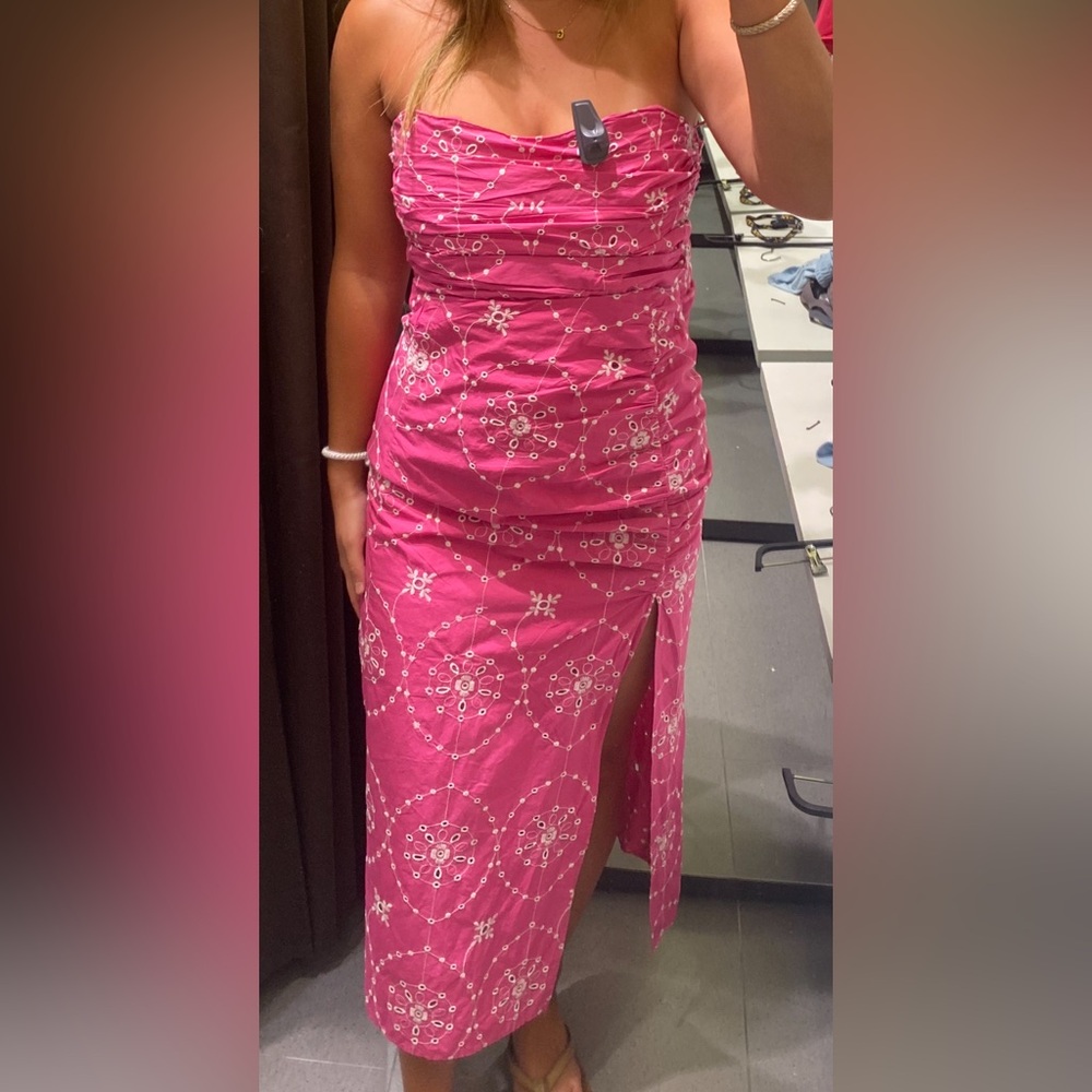 Zara Pink Detailed Maxi Skirt Set
